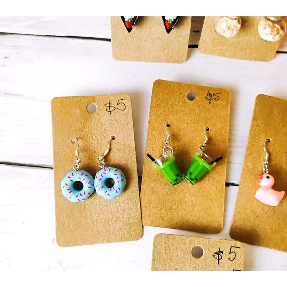 NEW 10 Pairs Novelty Funky 3D Earrings Beer, Flipflops, Cake, Lego Reseller Lot - Picture 4 of 5